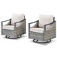 Sunwell Garden Patio Swivel Glider Chair with Gray Frame and Rocking Back in Beige (Set of 2), , large