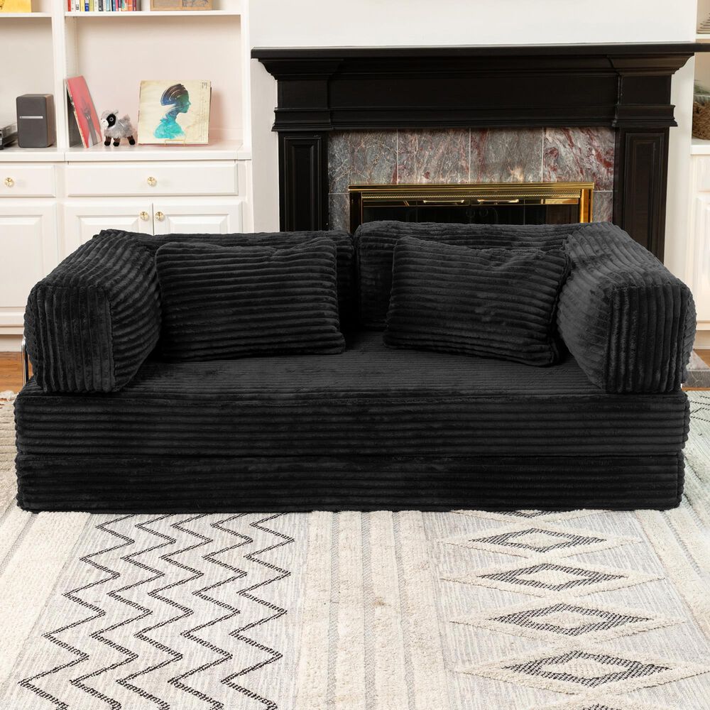 Jaxx Unsofa Stationary Loveseat in Black, , large