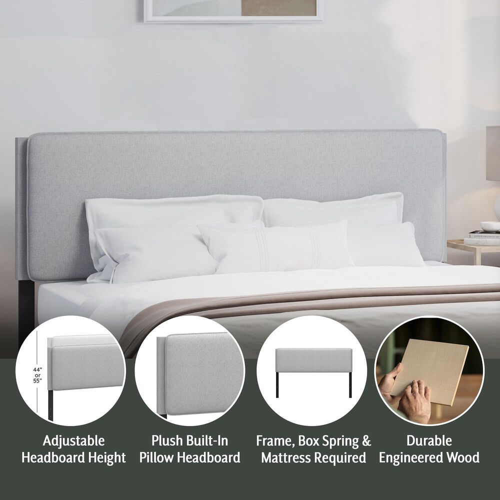 The Monday Company Emslie Upholstered Pillow Headboard in Light Gray, , large
