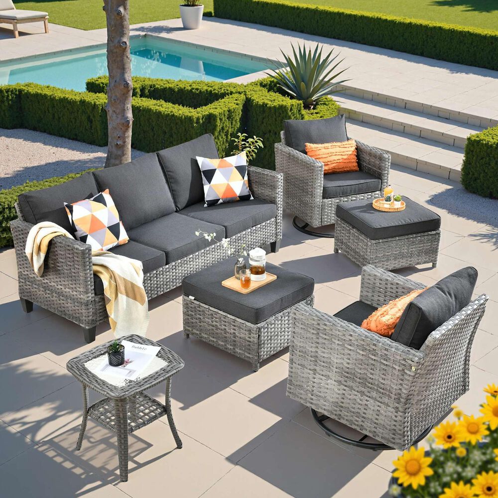 HOMLUX 6-Piece Patio Conversation Set in  Black, , large