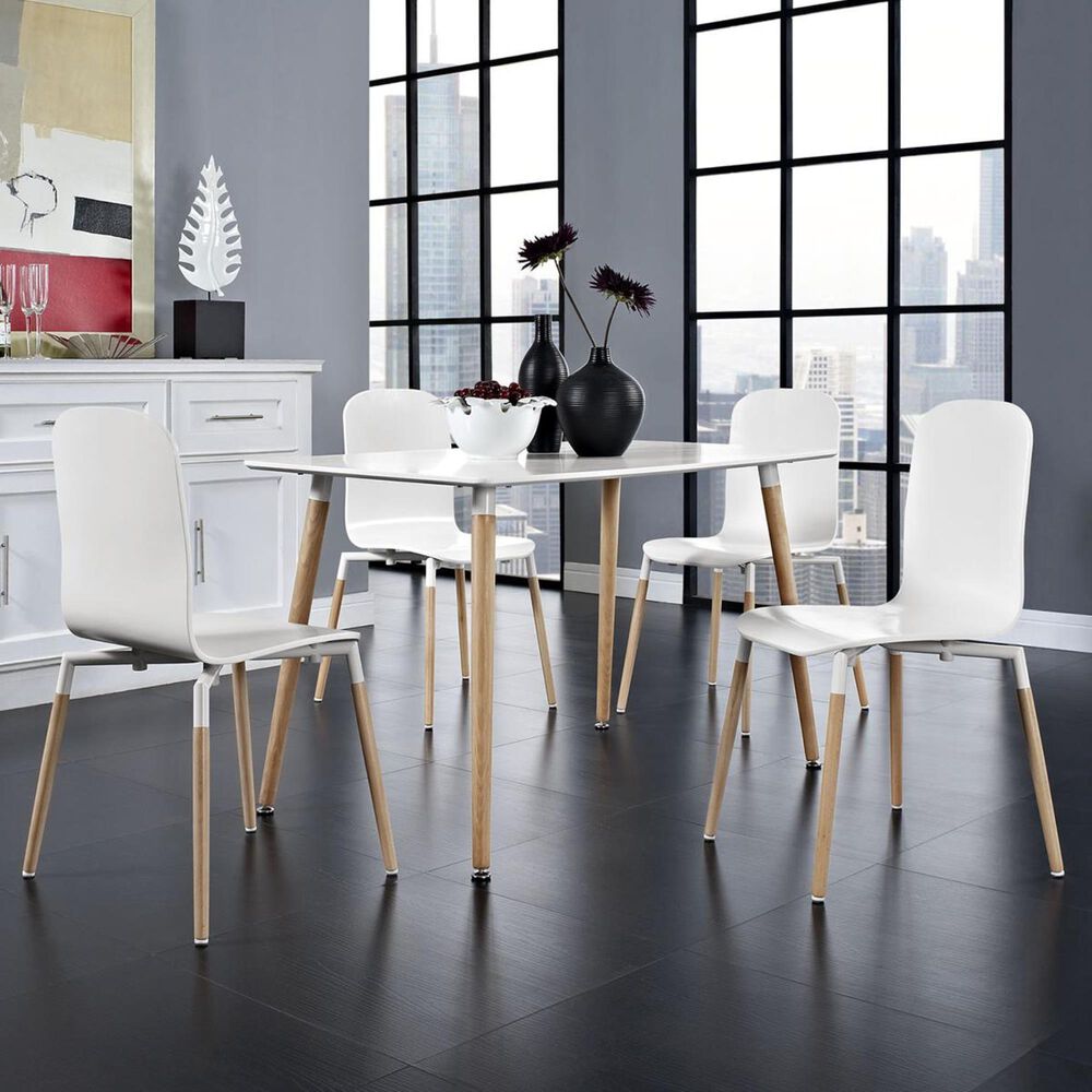 Modway Stack 5-Piece Dining Set in White, , large