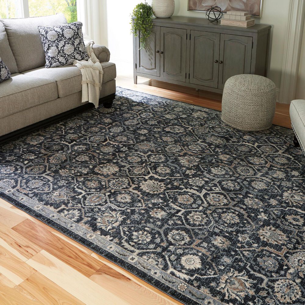 Ashley Hilcott 7&#39;10&quot; x 10&#39;6&quot; Blue, Cream and Brown Area Rug, , large