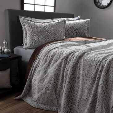 Timberlake Faux Fur 3-Piece Queen Comforter and Sham Set in Grey and Chocolate, , large