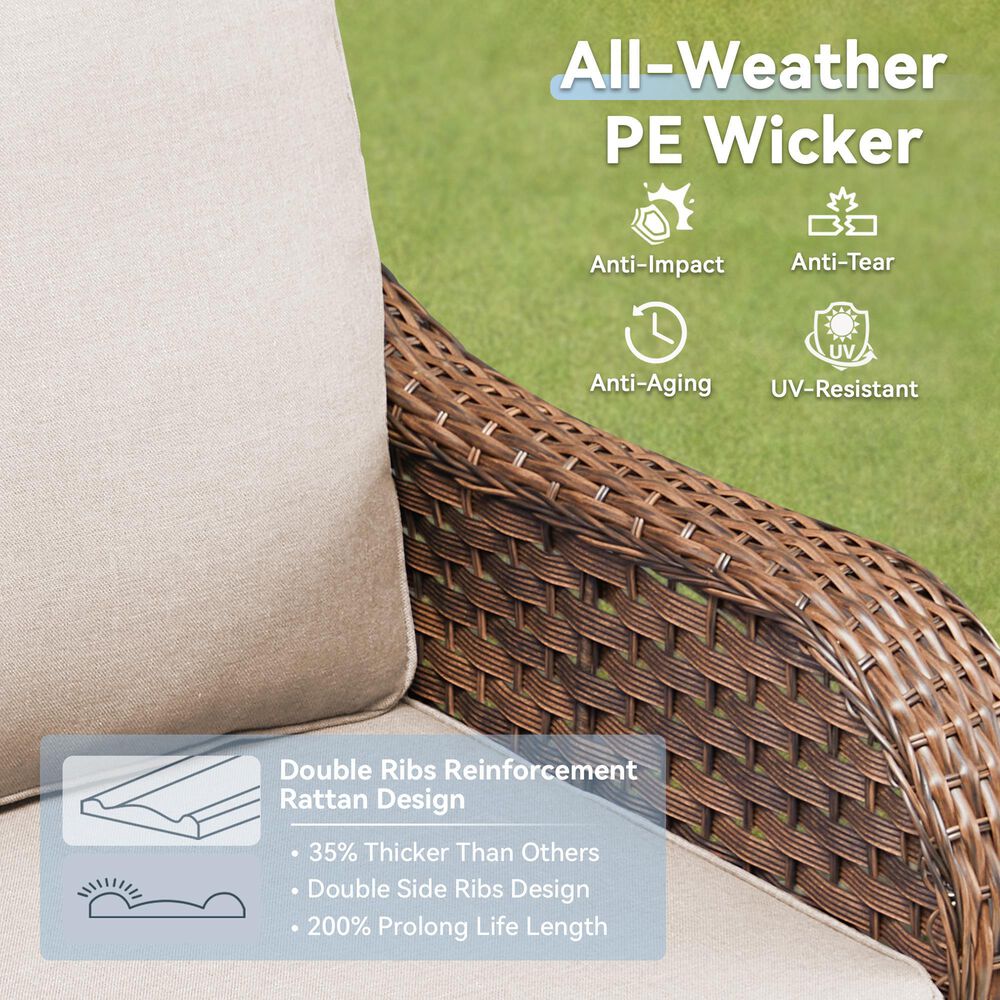 Hearth and Haven 3-Piece Outdoor Bistro Set with Swivel Gliders Rocker in Beige, , large