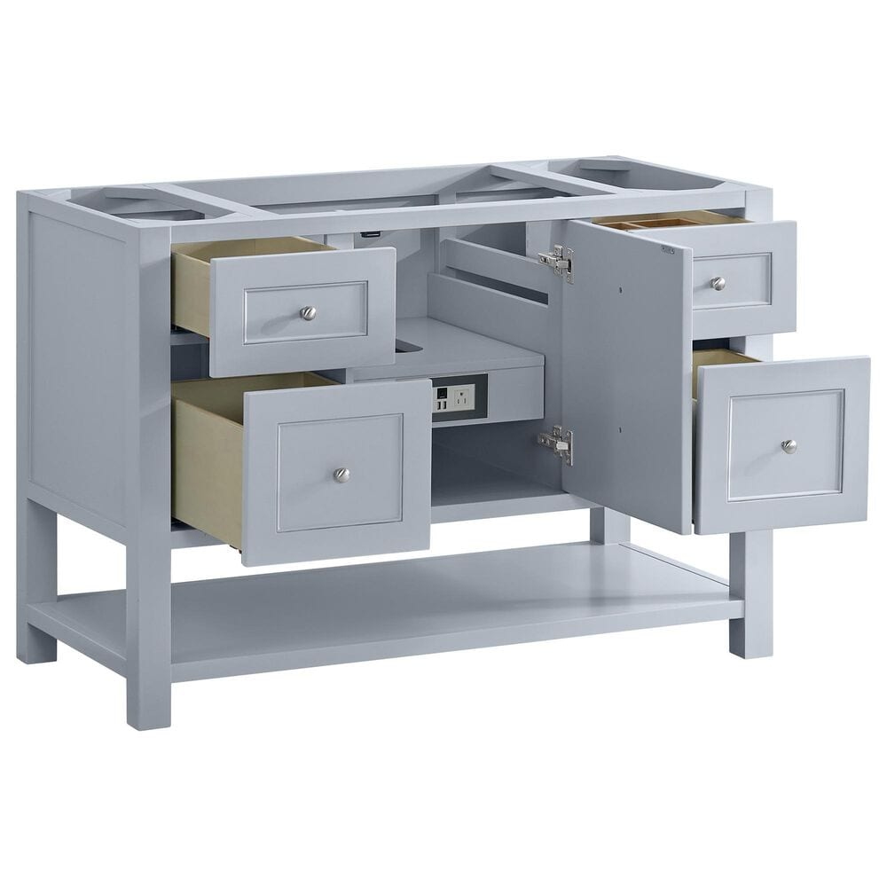 James Martin Vanities Breckenridge 48" Single Bathroom Vanity in Serenity Blue with 3 cm Eternal Jasmine Pearl Silestone Top, Rectangular Sink and FreePower Wireless Charger, , large