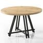 HOMLUX 5-Piece Round Dining Set with Cream Upholstered Chairs in Distressed Oak and Black, , large