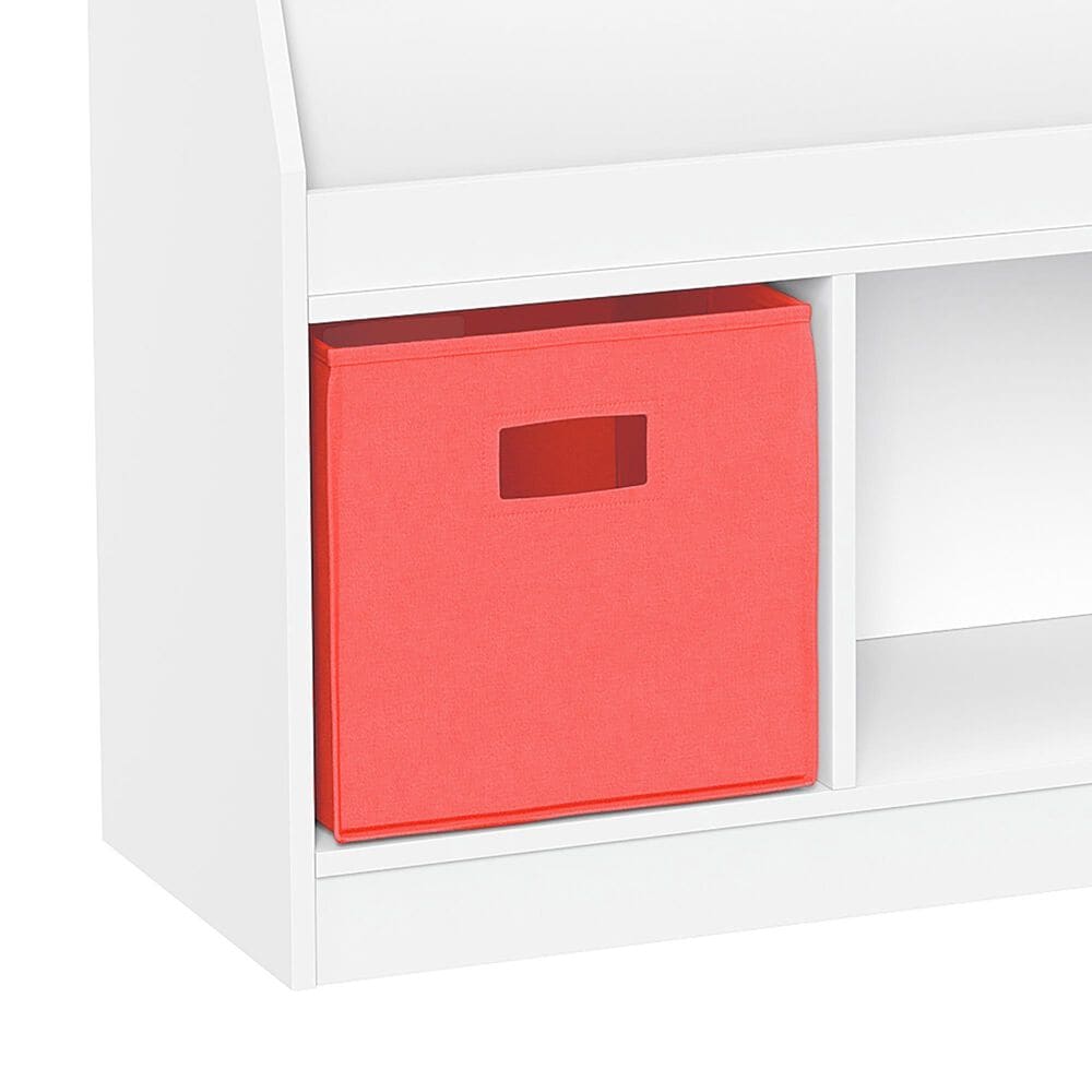 RiverRidge Home 3-Cubby Kid Book Rack with 2-Coral Bin in White, , large