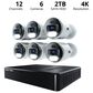 Night Owl 12-Channel Smart NVR Security System with 2TB Hard Drive and 6 Wired IP 4K Deterrence Cameras in Black and White, , large