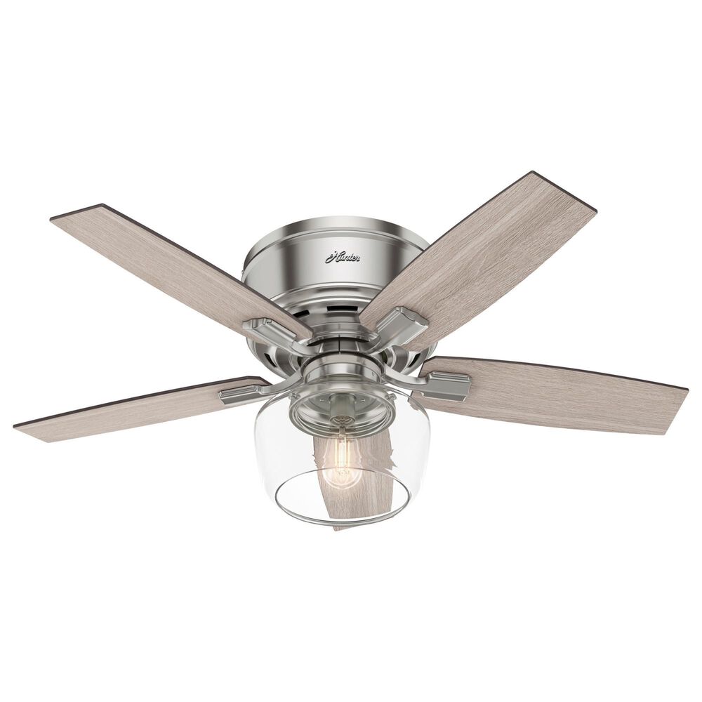 Hunter Bennett Low Profile 44" Ceiling Fan with LED Light in Brushed Nickel, , large