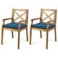 Hearth and Haven Perla Patio Dining Chair with Blue Cushions in Teak (Set of 2), , large