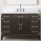 Lexora Home Laurel 48" Single Bathroom Vanity in Brown Oak with White Carrara Marble Top and Rectangular Sink, , large
