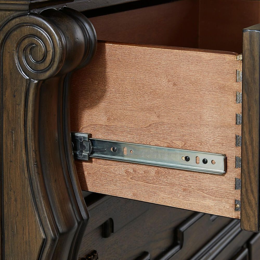 Millenium Maylee King Upholstered Bed and Two Nightstands in Dark Brown, , large