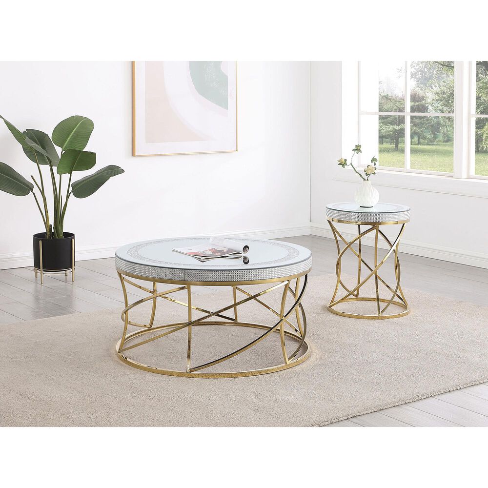 Pacific Landing Elise Round Coffee Table in Silver and Gold, , large