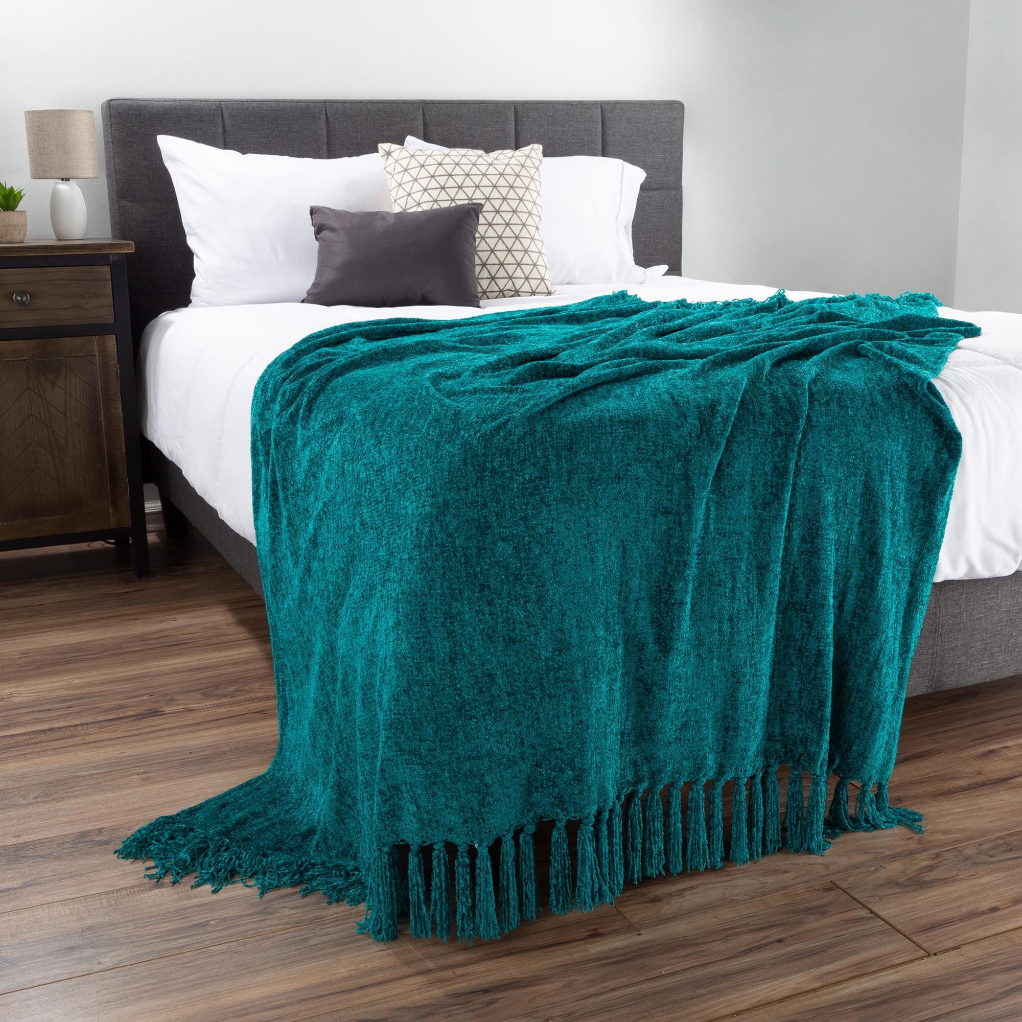 Teal chenille throw sale