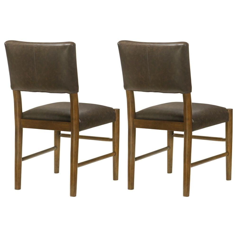 Armen Living Bennet Side Chair with Brown Upholstery in Walnut (Set of 2), , large