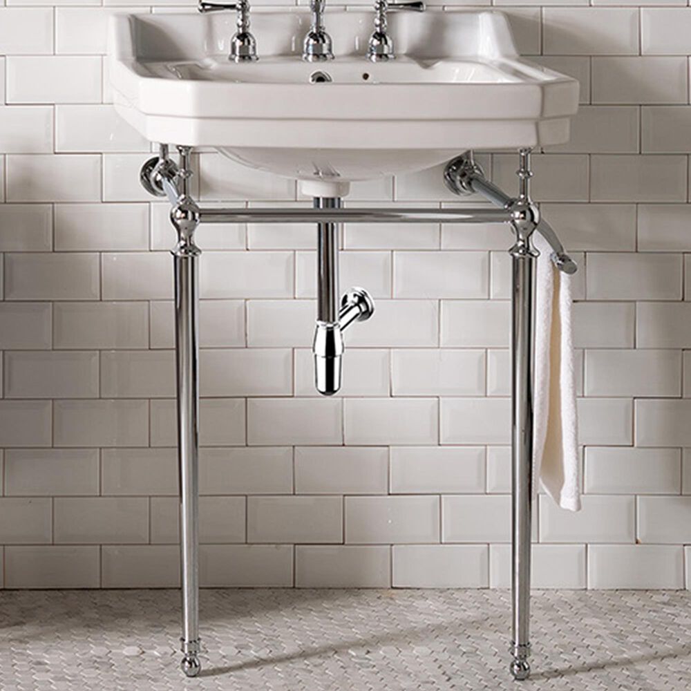 James Martin Wellington 24" Single Bathroom Vanity in Chrome with 4 cm White Ceramic Top, , large