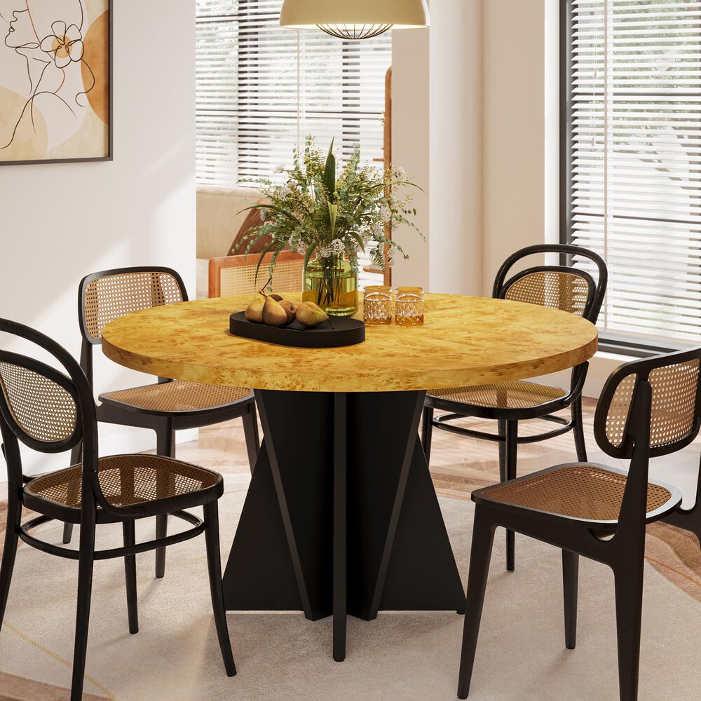 HOMLUX 47.2" Round Dining Table in Yellow - Table Only, , large
