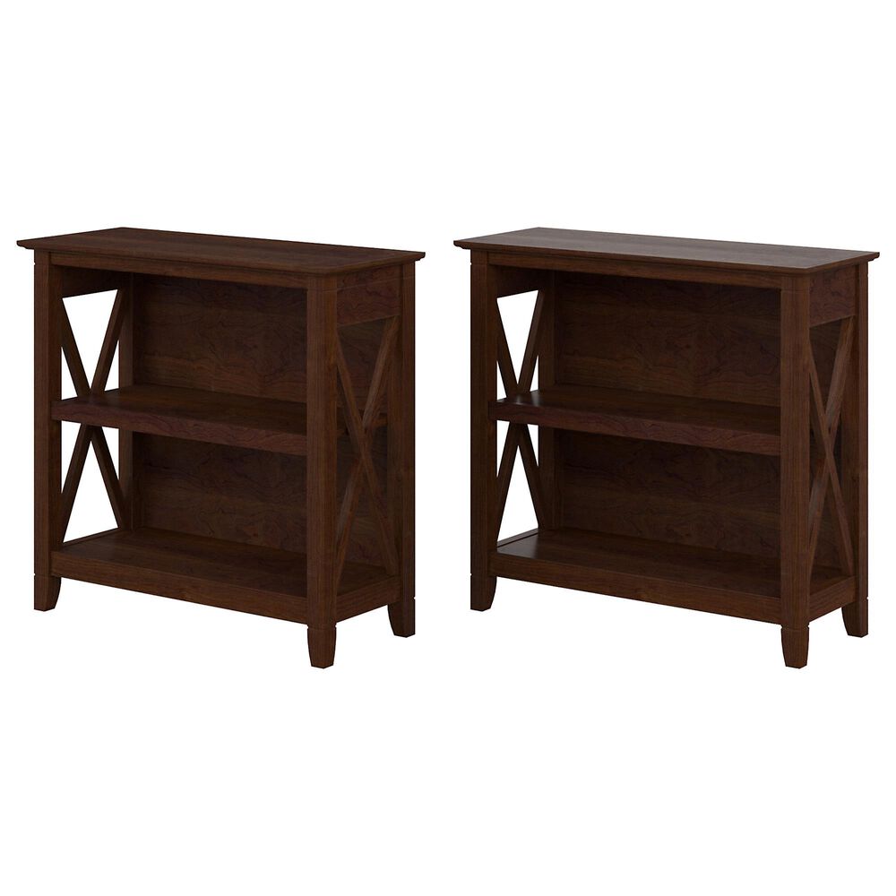 Bush Key West 2 Shelf Bookcase in Bing Cherry (Set of 2), , large
