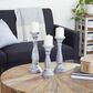 Maple and Jade Turned Pillar Decorative Candle Holder in Washed Gray and Black (Set of 3), , large