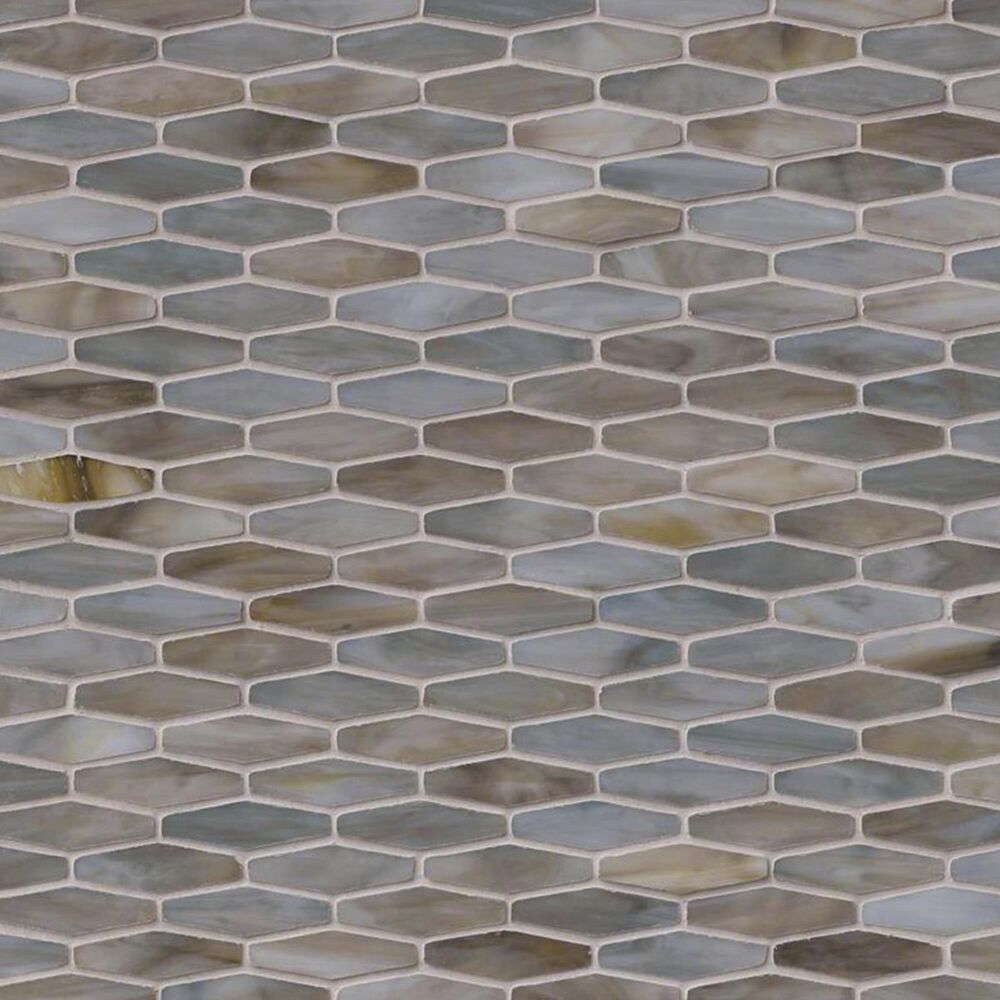 MS International Mochachino Taupe 12&quot; x 12&quot; Hexagon Glass Mosaic Sheet, , large