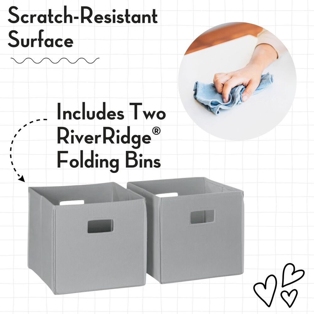 RiverRidge Home Kids Activity Table with 4 Cups and 2-Piece Gray Bins in White Painted, , large