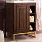 James Martin Vanities Alicante 24" Single Bathroom Vanity in Mid Century Acacia and Radiant Gold with 5 cm White Glossy Resin Top and Rectangular Sink, , large