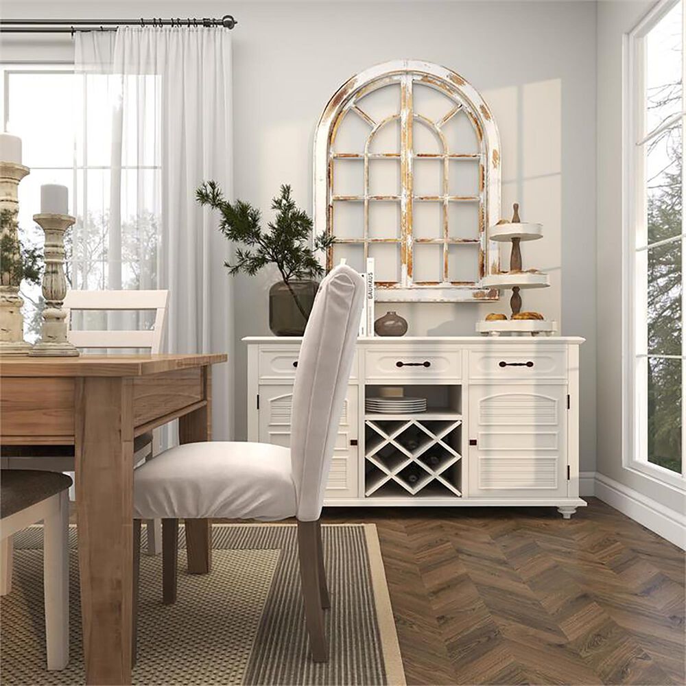 Maple and Jade 3-Level Tiered Server in Distressed White and Brown, , large