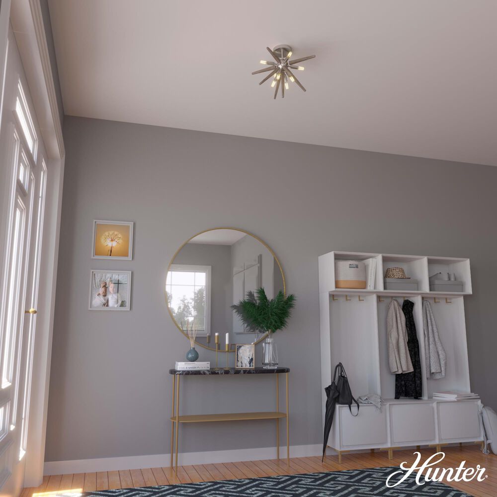 Hunter Jupiter Star Semi-Flush Mount in Brushed Nickel, , large