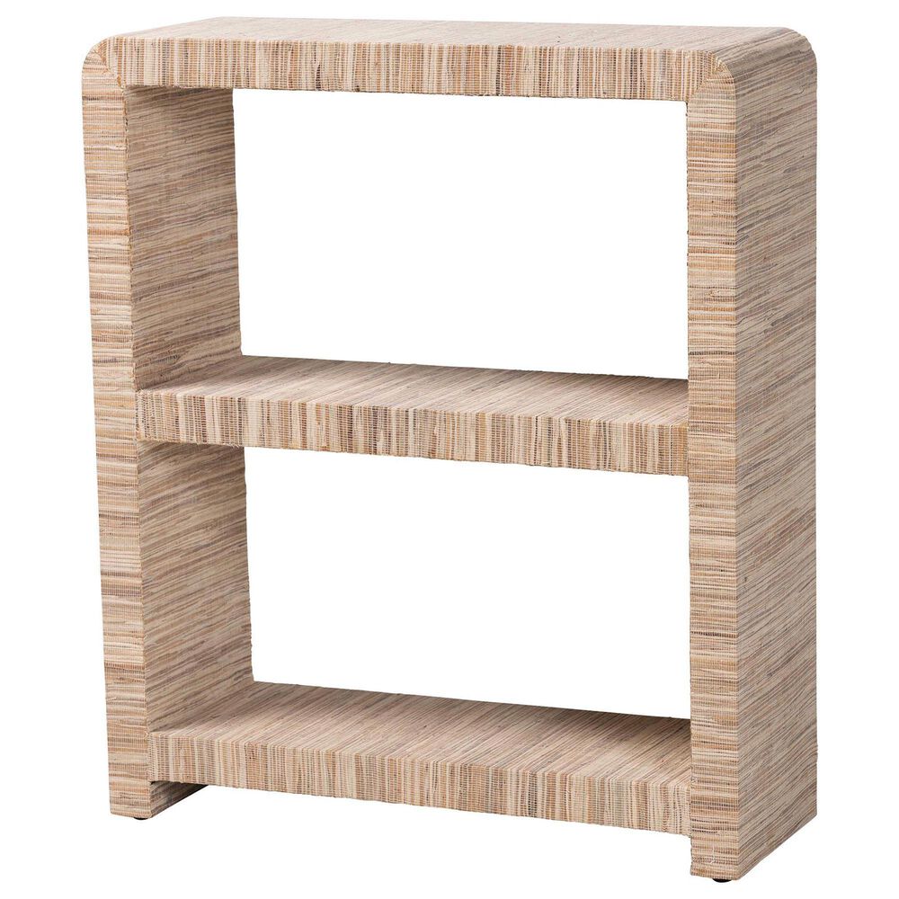 Baxton Studio Lucy 35" Bohemian Bookcase with Open Shelves in Natural, , large