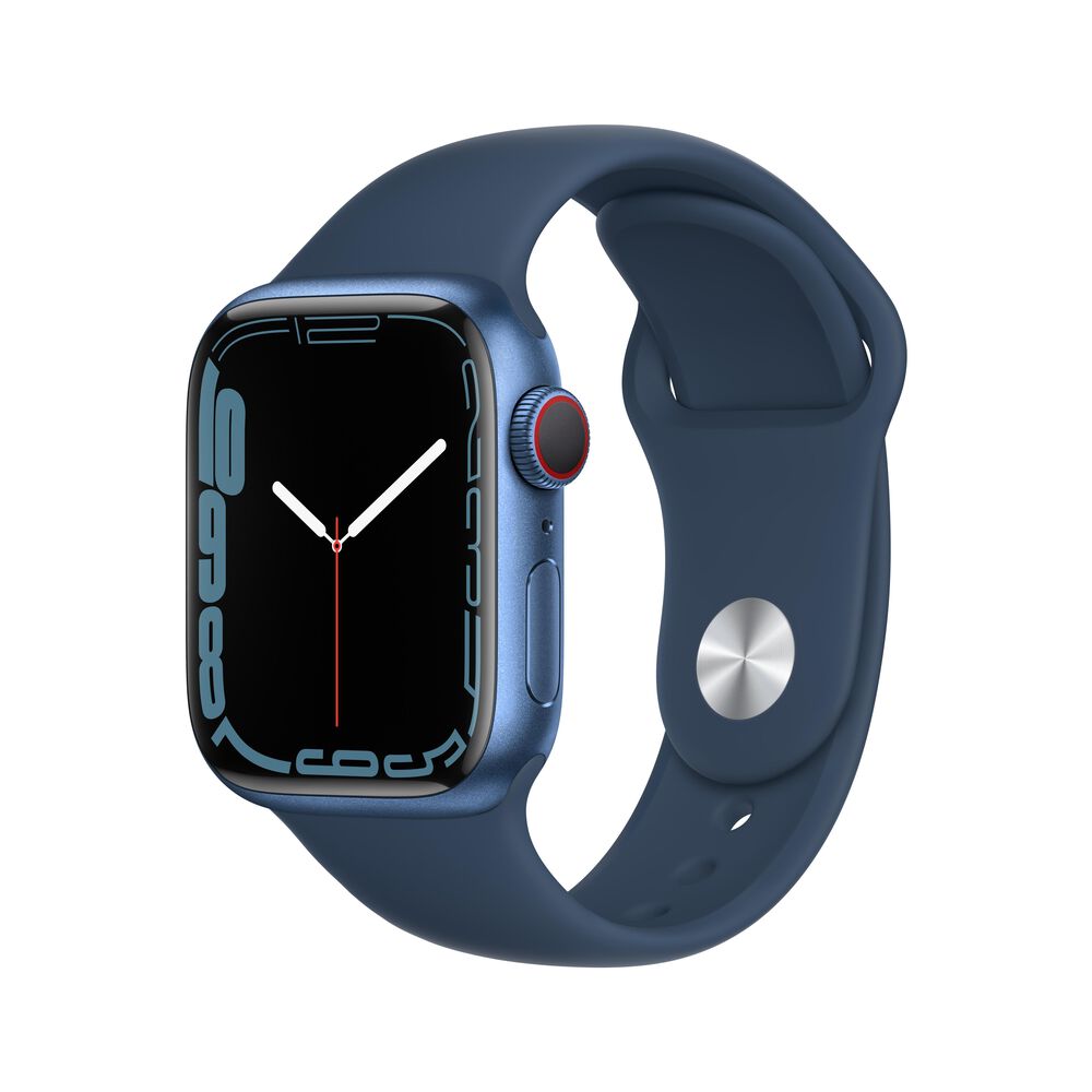 Apple Watch Series 7 (GPS + Cellular) 41mm Blue Aluminum Case with Abyss Blue Sport Band, , large