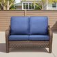 Hearth and Haven Outdoor PE Wicker Loveseat with Deep Seat Cushions in Blue, , large