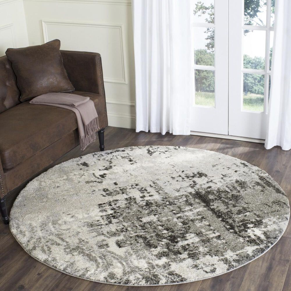 Safavieh Retro RET2139-7980 8&#39; Round Light Grey and Grey Area Rug, , large
