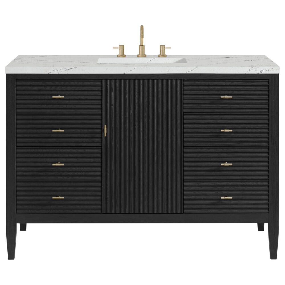 James Martin Vanities Myrrin 48&quot; Vanity in Carbon Oak with 3 cm Ethereal Noctis Quartz Top, , large