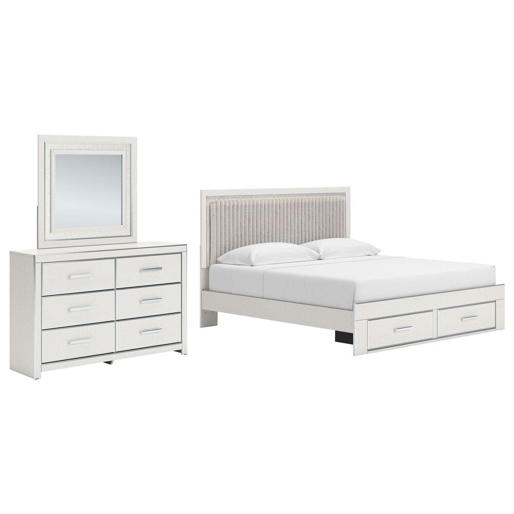 Ashley Zuraleus 3-Piece King Upholstered Storage Bedroom Set in Matte White, , large