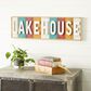 Maple and Jade Lakehouse 11" x 36" Wall Sign in White, Turquoise, Red and Gold, , large