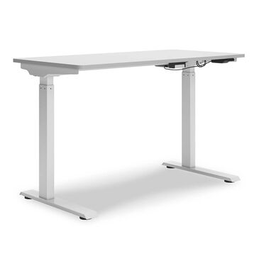 Signature Design by Ashley Lynxtyn Adjustable Height Desk in Taupe and White, , large