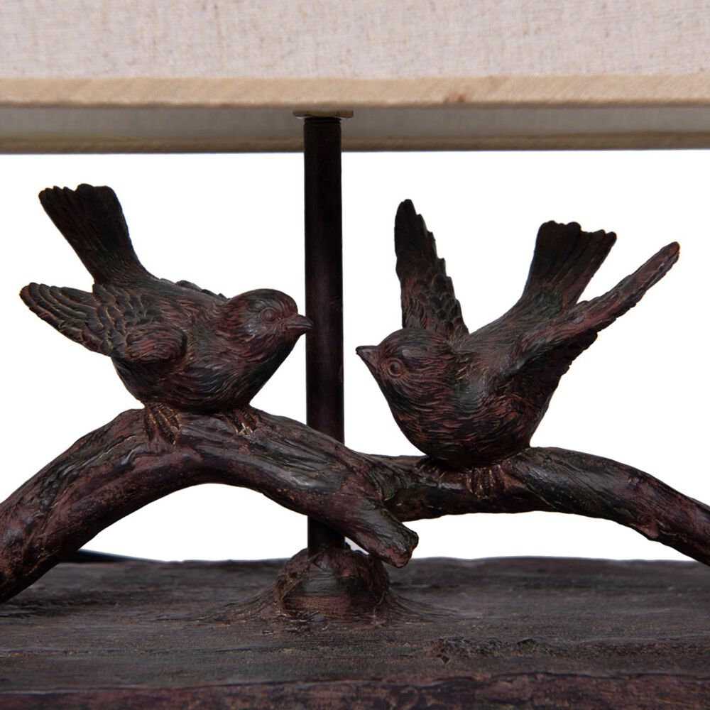 Creative Coop Bird Table Lamp with Rectangle Shade in Black, , large