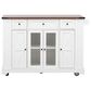 HOMLUX 53" Kitchen Island with Two Tempered Glass Cabinet Door in White, , large
