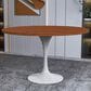 Leisuremod LeisureMod Verve Collection 48 Round Dining Table, White Base with Cognac Brown MDF Top, , large