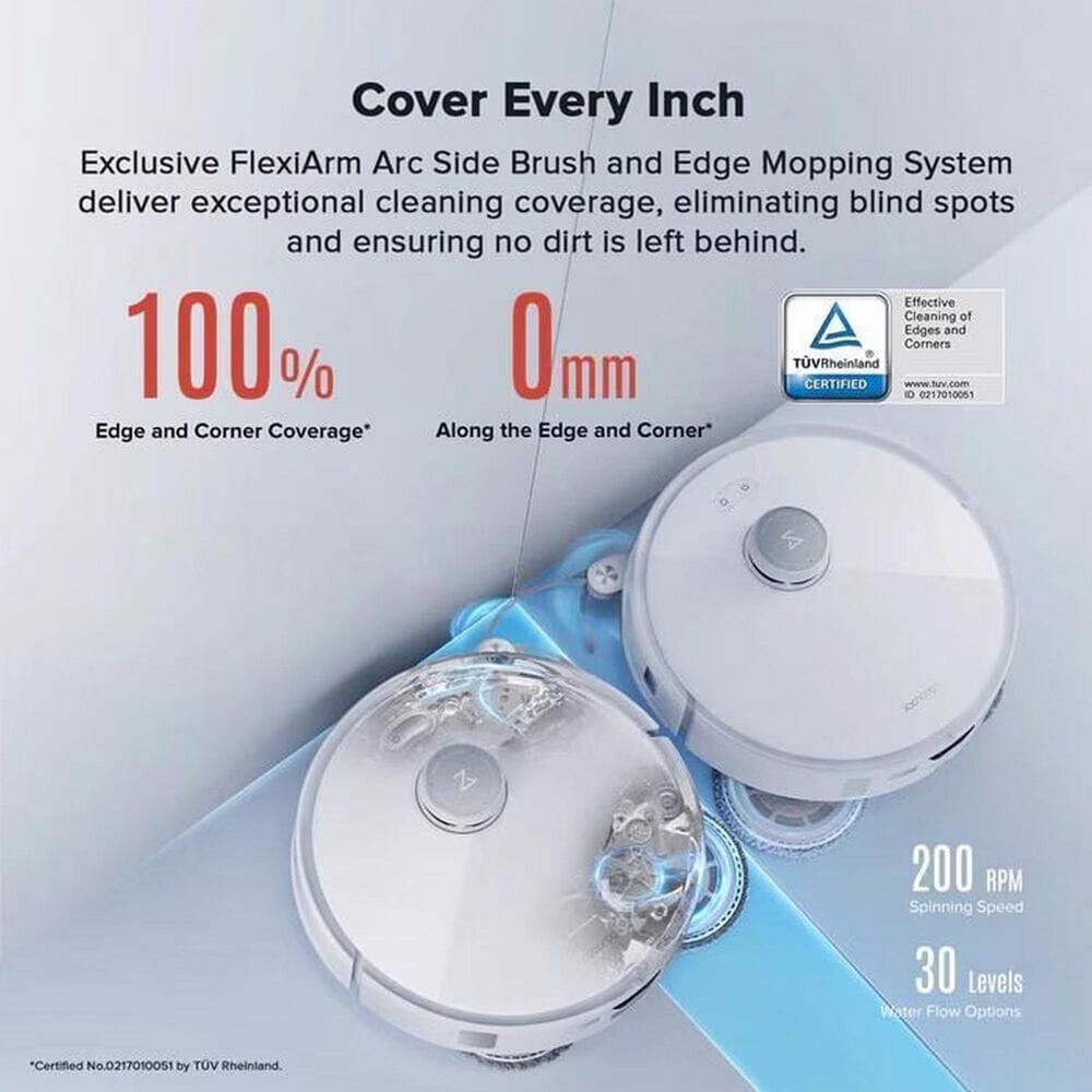 Roborock Qrevo Curv Robot Vacuum and Mop with Multifunctional Dock, 18,500Pa Suction, and Zero-Tangling Main Brush in White, , large