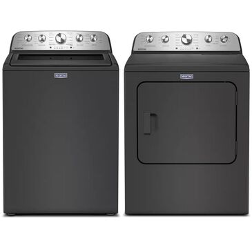 Maytag 4.7 Cu. Ft. Top Load Pet Pro Washer and 7 Cu. Ft. Front Load Electric Dryer with Pet Pro Option in Volcano Black, , large