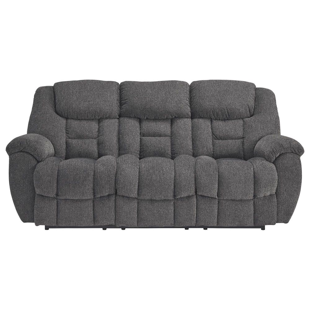 Ashley Foreside Manual Reclining Sofa in Charcoal, , large
