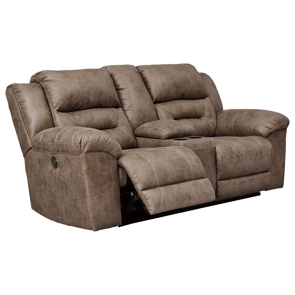 Ashley Stoneland Power Double Reclining Loveseat with Console in Fossil, , large