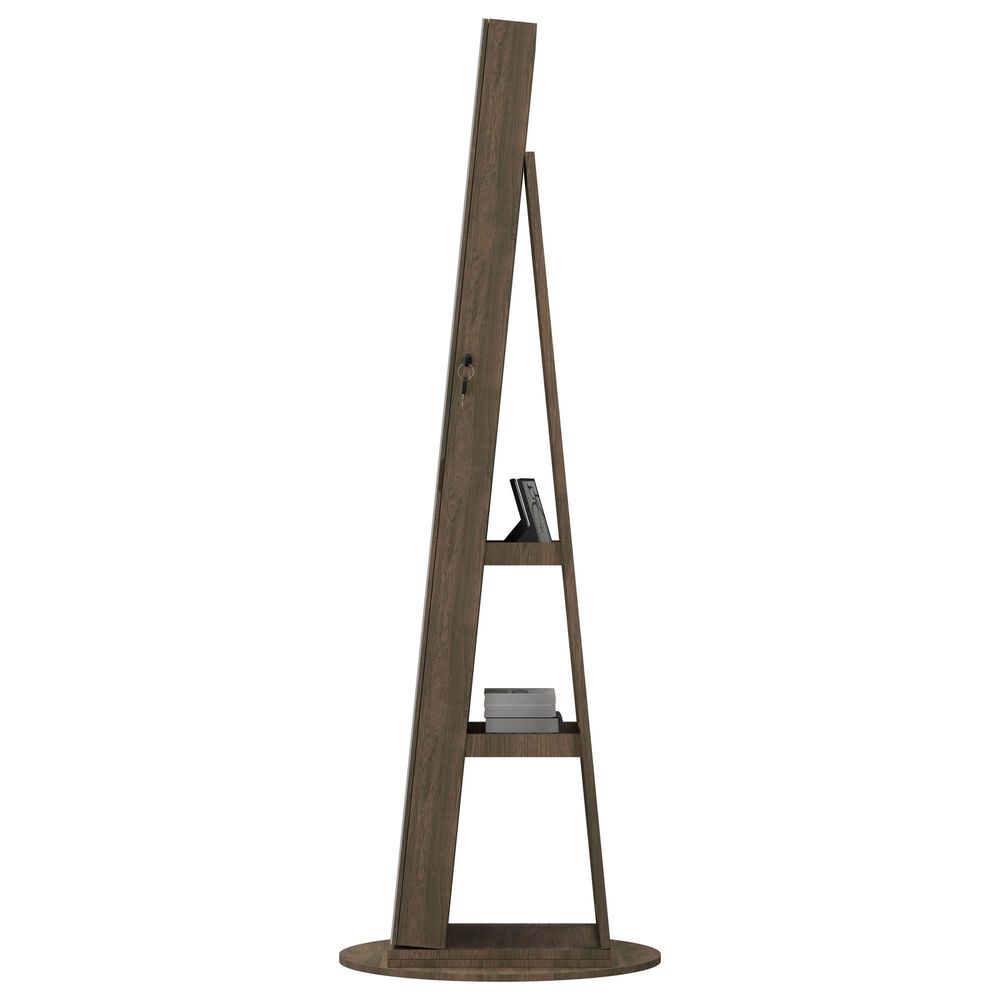 GigaCloud Swivel Jewelry Cabinet with Full Length Mirror and Locking Mechanism in Brown, , large