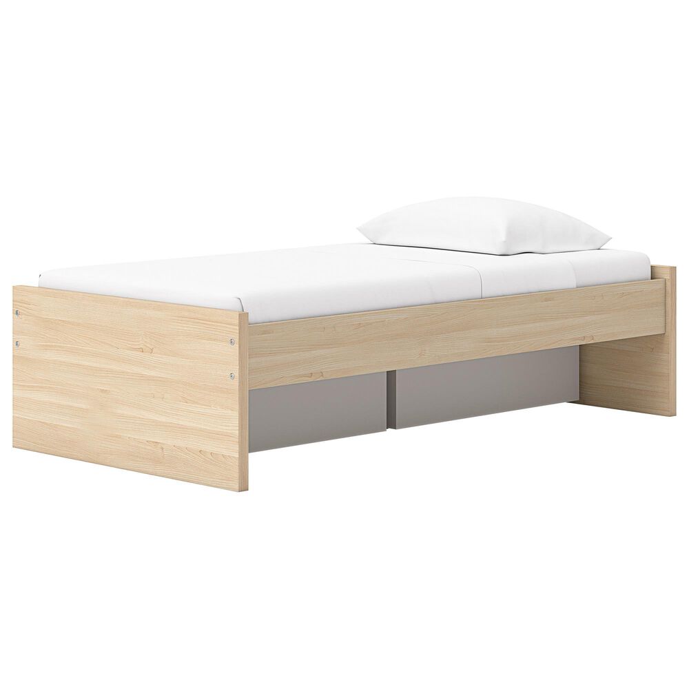 Ashley Onita Twin Platform Bed with 1 Side Storage in Natural, , large