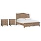 Riva Ridge Oxford Queen Sleigh Bed with Two Nightstands in Tan with USB Ports, , large