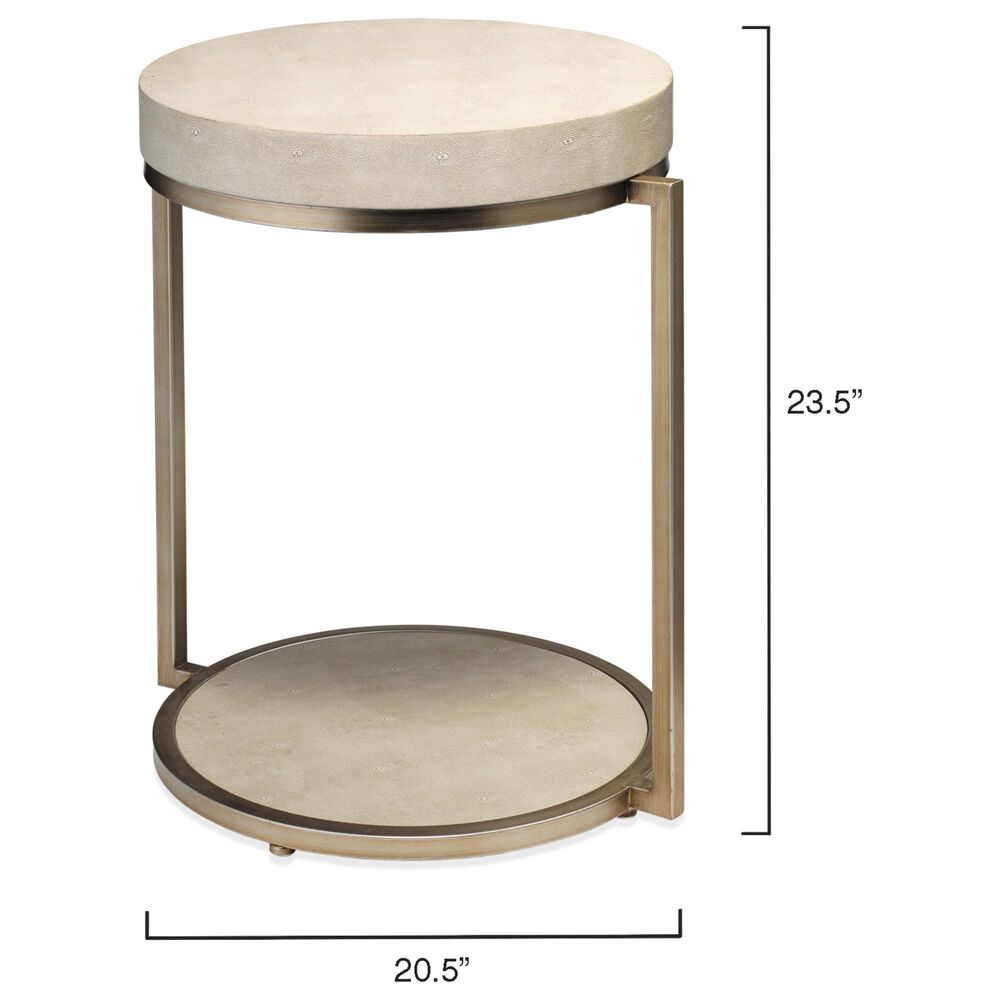 Splendor Living Jamestown Faux Shagreen Round Side Table in Ivory and Champagne, , large