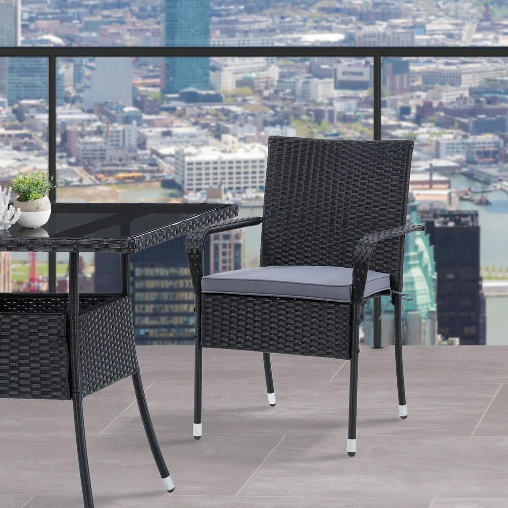 CorLiving Parksville Patio Dining Chair in Black/Ash Gray &#40;Set of 2&#41;, , large