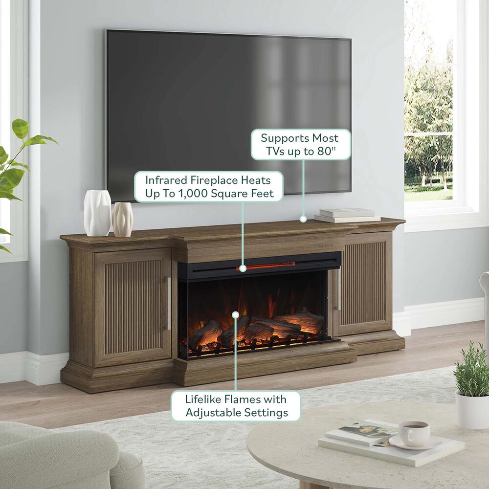 Fabio Flames Tanner 76" Electric Fireplace TV Stand in Cocoa Birch, , large