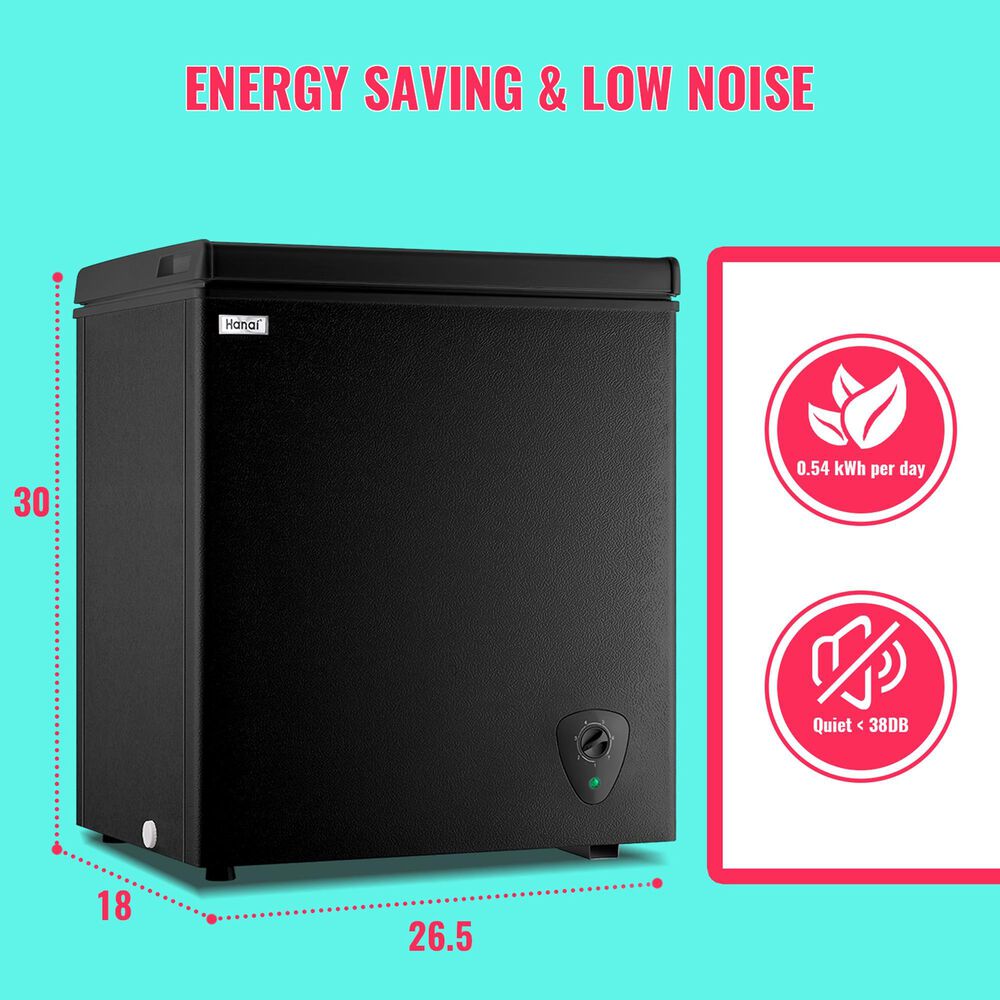 HOMLUX 5 Cu. Ft. Chest Freezer with Adjustable Thermostat in Black, , large